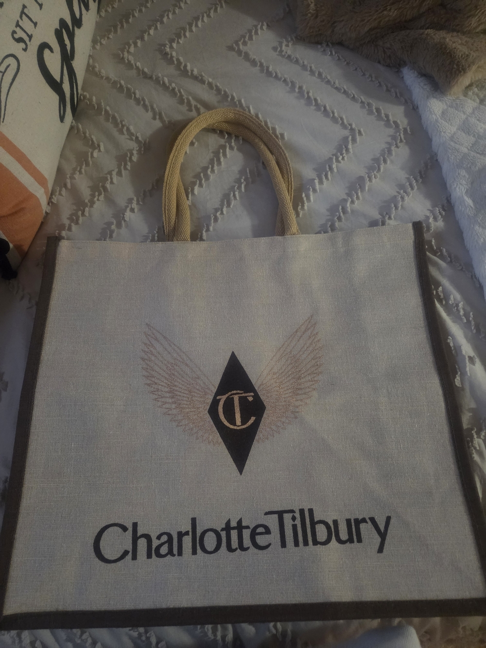 Charlotte Tilbury Beige Canvas Tote Bag